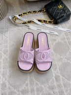 CC Logo Platform Sandals Lambskin 723735