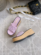 CC Logo Platform Sandals Lambskin 723735