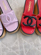 CC Logo Platform Sandals Lambskin 723735