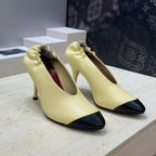 CC 2026 Pumps 8.5cm Light Beige & Black Lambskin
