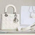 CD Lady Dior 20 Bag White Hardware Silver Lambskin