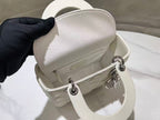 CD Lady Dior 20 Bag White Hardware Silver Lambskin