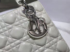 CD Lady Dior 20 Bag White Hardware Silver Lambskin