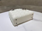 CD Lady Dior 20 Bag White Hardware Silver Lambskin