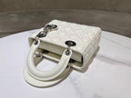 CD Lady Dior 20 Bag White Hardware Silver Lambskin