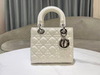 CD Lady Dior 20 Bag White Hardware Silver Lambskin