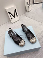 Pra 2026 Mary Jane Sandals 55 Black Metallic Silver Sheepskin 731165
