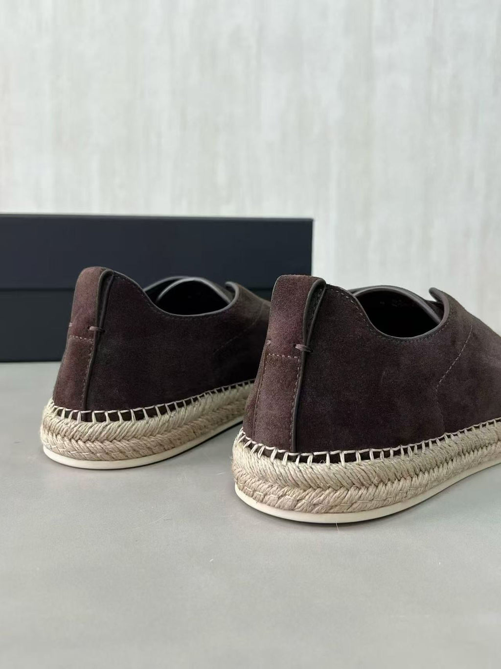 Zegna Mélange Triple Stitch Dark Brown Suede Sneakers