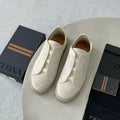 Zegna Mélange Triple Stitch Cream Suede Sneakers