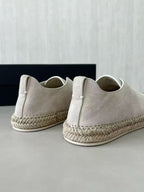 Zegna Mélange Triple Stitch Cream Suede Sneakers