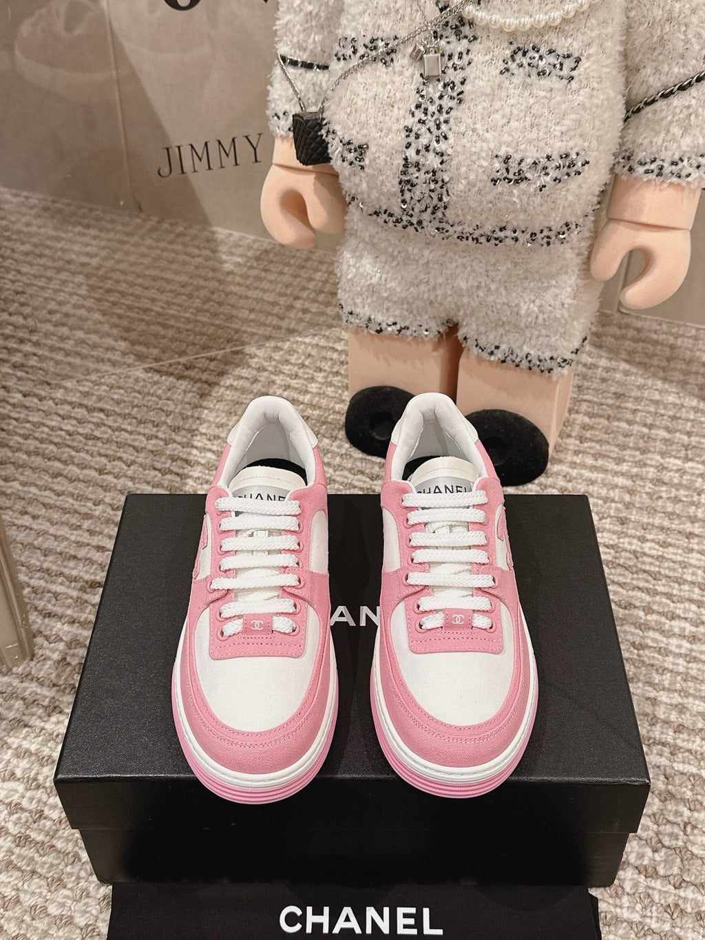CC Low-Top Sneaker Pink And White Fabric
