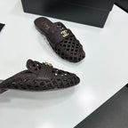 CC Woven Mules Dark Brown Leather Weaving
