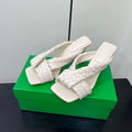 BV Riva Mules White Intrecciato Leather