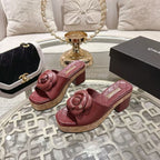 CC Camellia Platform Sandals Burgundy Lambskin