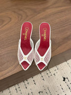 CC 26 Coco Beach Mules 80mm White in Mesh