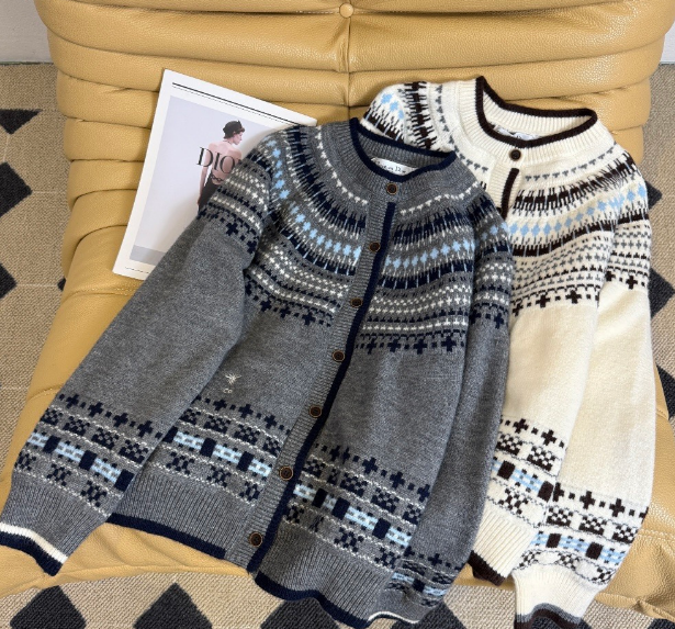 Dior 2025 Knitted Cardigan White and Gray Wool