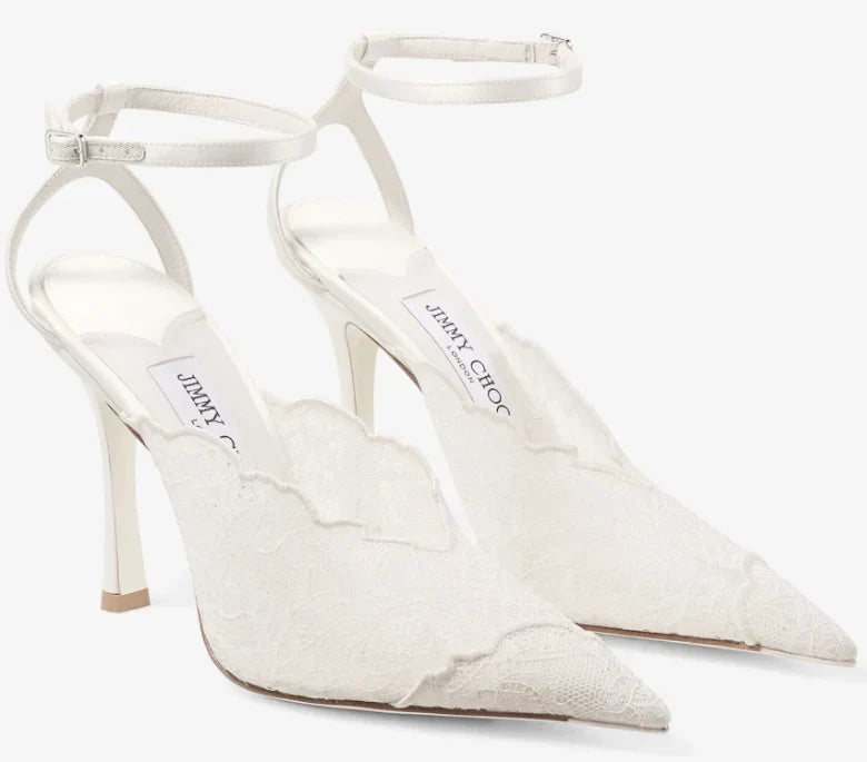Jimmy Choo 2026 Faiz 100 Pump White Lace Leather
