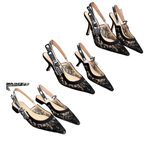 CD 25 Slingback Pump Black Transparent Mesh