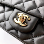 MINI RECTANGLE FLAP BAG 20CM BLACK LAMBSKIN GOLD HARDWARE