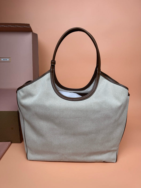 MIU IVY CANVAS 37CM LARGE TOTE BAG