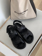 CC 25S Dad Sandal Black Calfskin