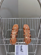 CL Clemence Triomphe Multi Sandal Light Gold Logo In Brown Calfskin