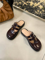 Loewe Campo Mary Jane Ballet Flat Mahogany Cowhide
