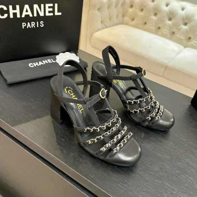 CC 2026 Chunky Heel Sandals 75   Leather