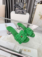 CD 26s Floral High Heel Slippers 60 Genuine Leather 684629