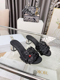 CD 26s Floral High Heel Slippers 60   Leather 684629