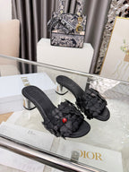 CD 26s Floral High Heel Slippers 60   Leather 684629