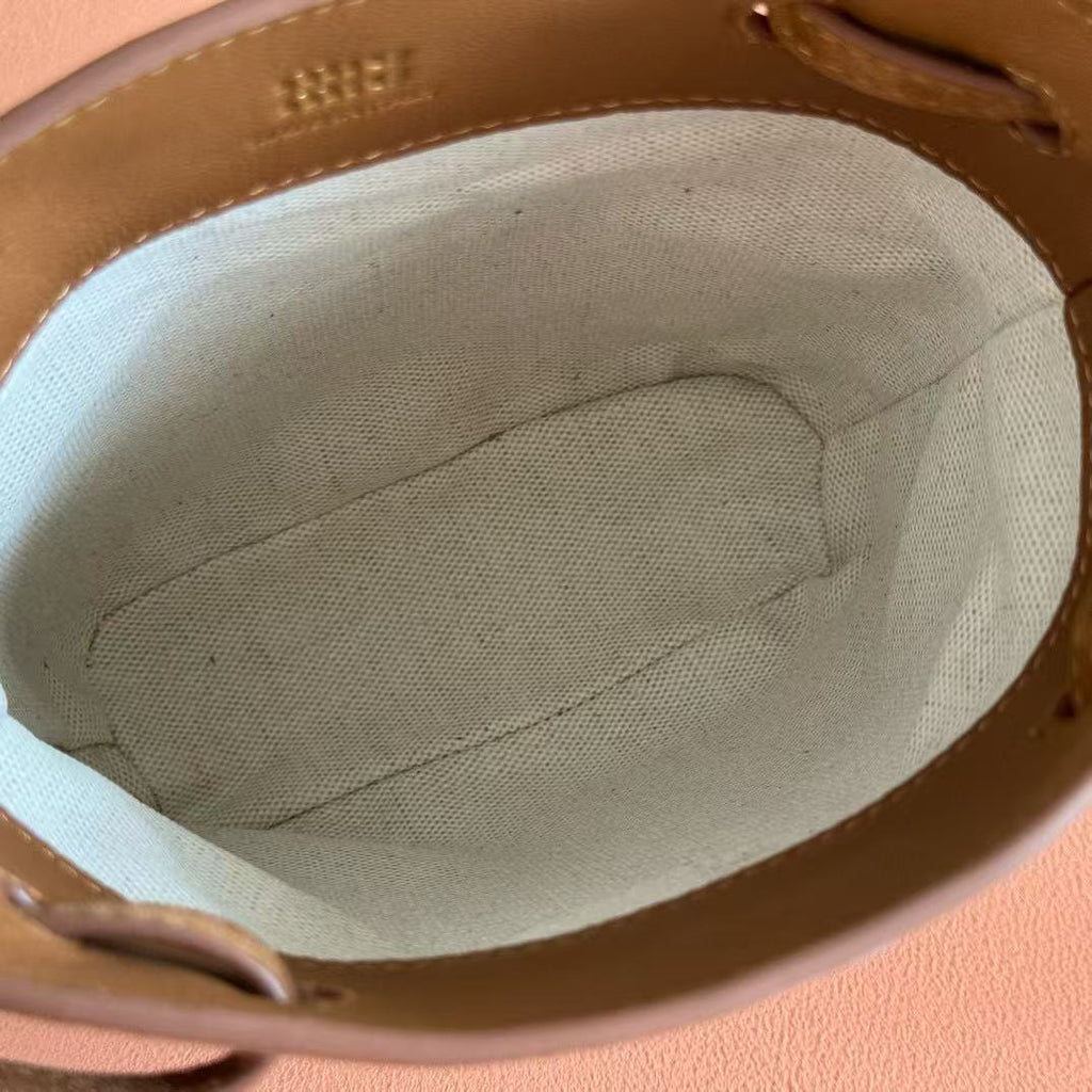 Miu Bucket Bag 14cm Brown Suede