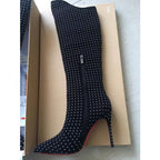 CL Alta Botta Plume Boots 100mm Suede Studded Black