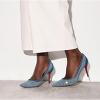 CL Apostropha Mesh Strass Pumps 80 mm Blue