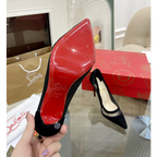 CL Galativi Pumps 85mm Mesh and Suede Black