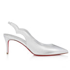 CL Hot Chick Sling 70mm Sling Back Pumps Iridescent Nappa Leather Silver