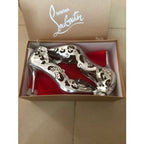 CL Impera Pumps Lasercut Metallic Leather Silver
