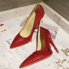 CL Kate Strass Degrade Pumps 100mm Suede Red