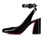 CL Miss Sab Sling Pumps 85mm Patent Leather Black