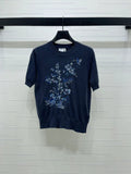 Dior 2026 Floral Embroidered Butterfl Short-Sleeve T-Shirt Wool