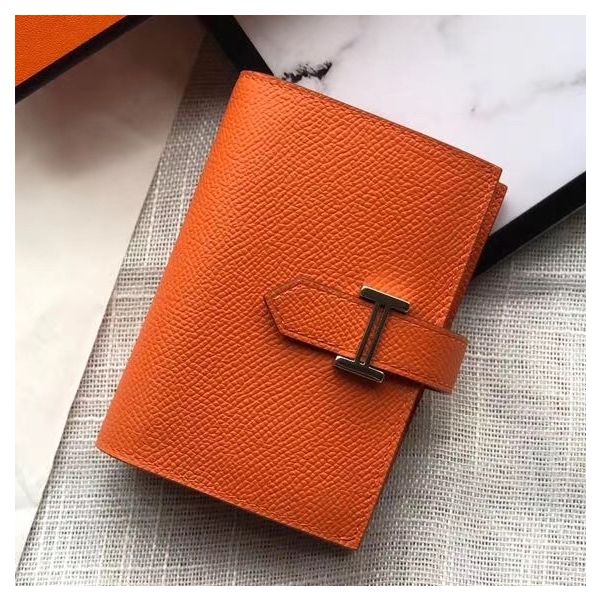 HM Bearn 10cm Mini Wallet In Orange Epsom Leather