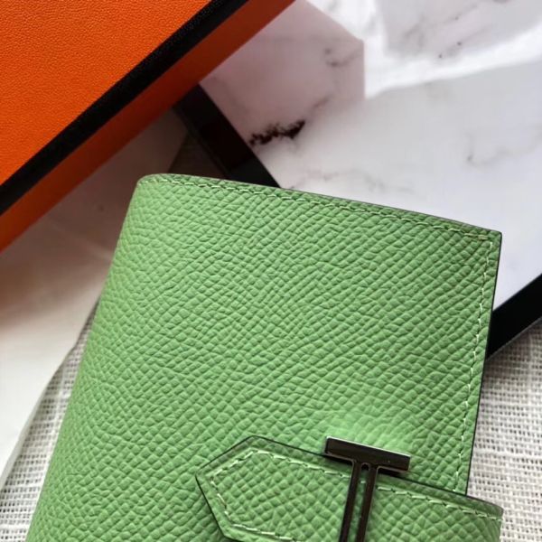 HM Bearn 10cm Mini Wallet In Vert Criquet Epsom Leather