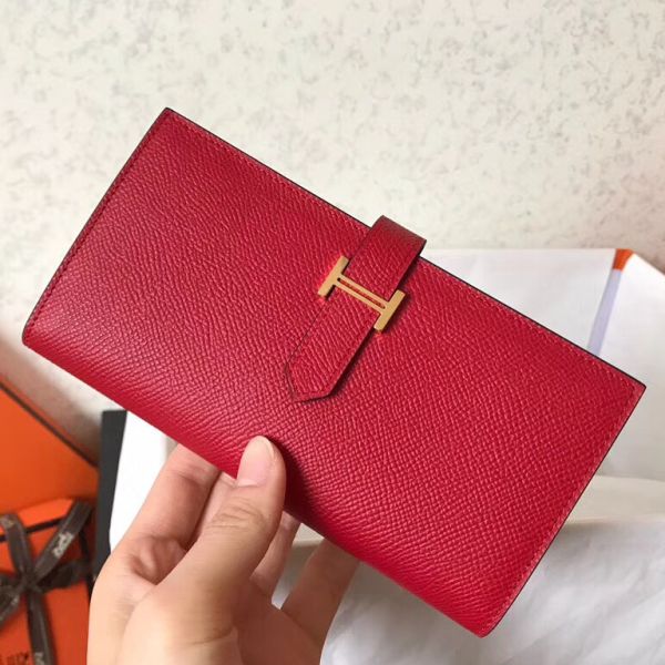 HM Red Epsom Bearn 17,5 Gusset Wallet