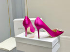 Manolo Diamond Buckle Pumps Dark Pink Silk 327502