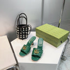 GG SANDALS HIGH-HEELED GREEN