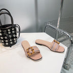 GG BAMBOO BUCKLE FLAT SANDALS BEIGE