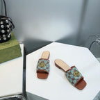 GG MATELASSÉ CANVAS SLIDES LIGHT GREEN