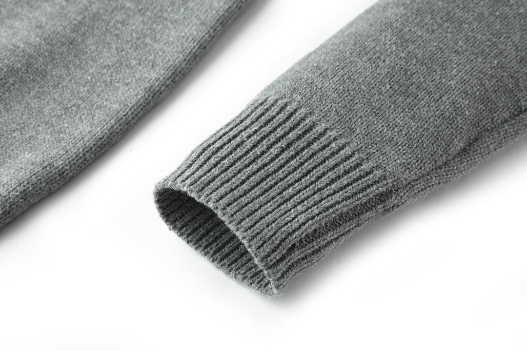 CELINE Embroidered Zipper Polo Sweater Wool Cotton