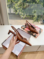 DC 25 Satin Slingbacks Brown Cowhide & Sheepskin 962755