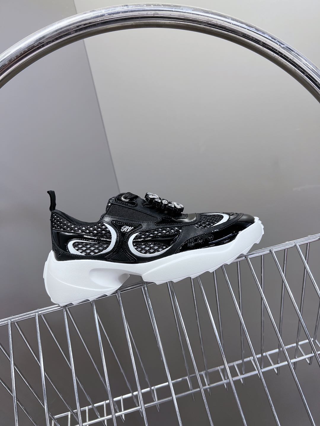Thick-soled Sneakers Viv Leather  ed Mesh Fabric 182227
